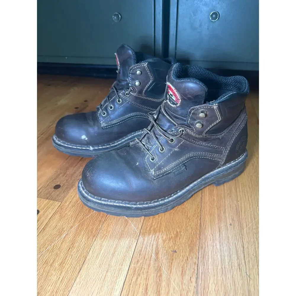 Irish Setter Ramsey Safety Toe Work Boots Brown Leather Men 9.5 USA